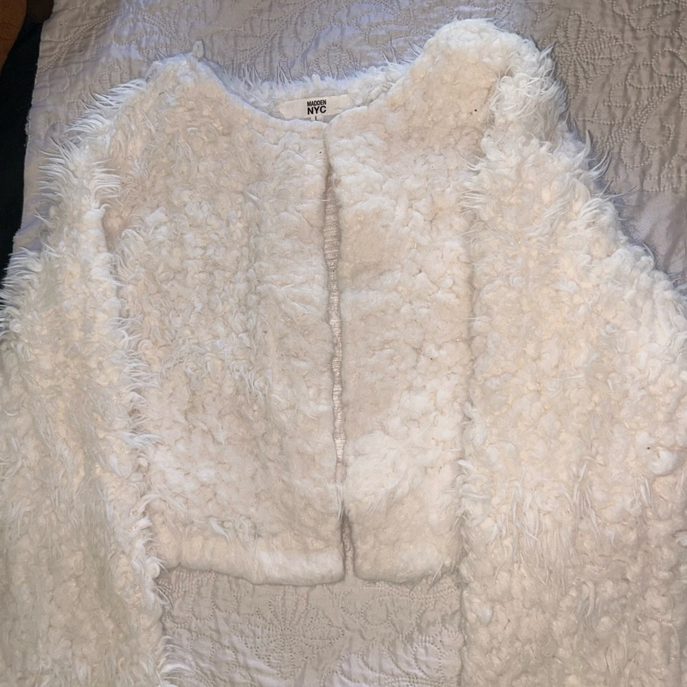 Madden NYC White Fur Jacket